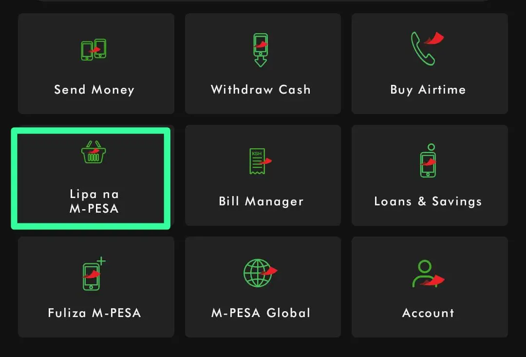 Select Lipa na M-Pesa and choose Paybill